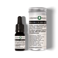 Olejek CBDA +  CBD 5% surowy z chlorofilem w buteleczce 10 ml z puszką aluminiową