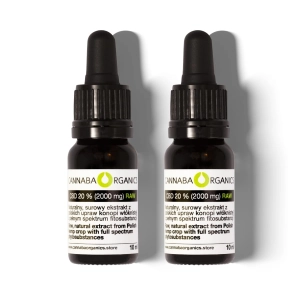 Olejek CBD 20% surowy z chlorofilem w zestawie 2 buteleczek 10 ml
