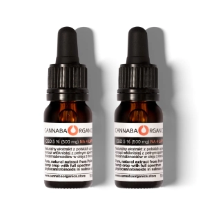 Olejek CBD 5% NA 4 ŁAPY z olejem z łososia w zestawie 2 buteleczek 10 ml